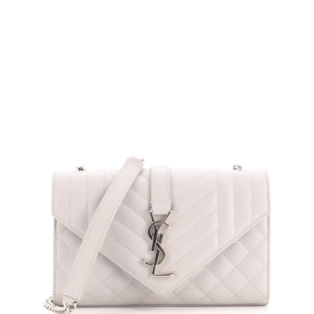 Saint Laurent Small Classic Monogram Envelope Satchel Mixed Matelasse Leather